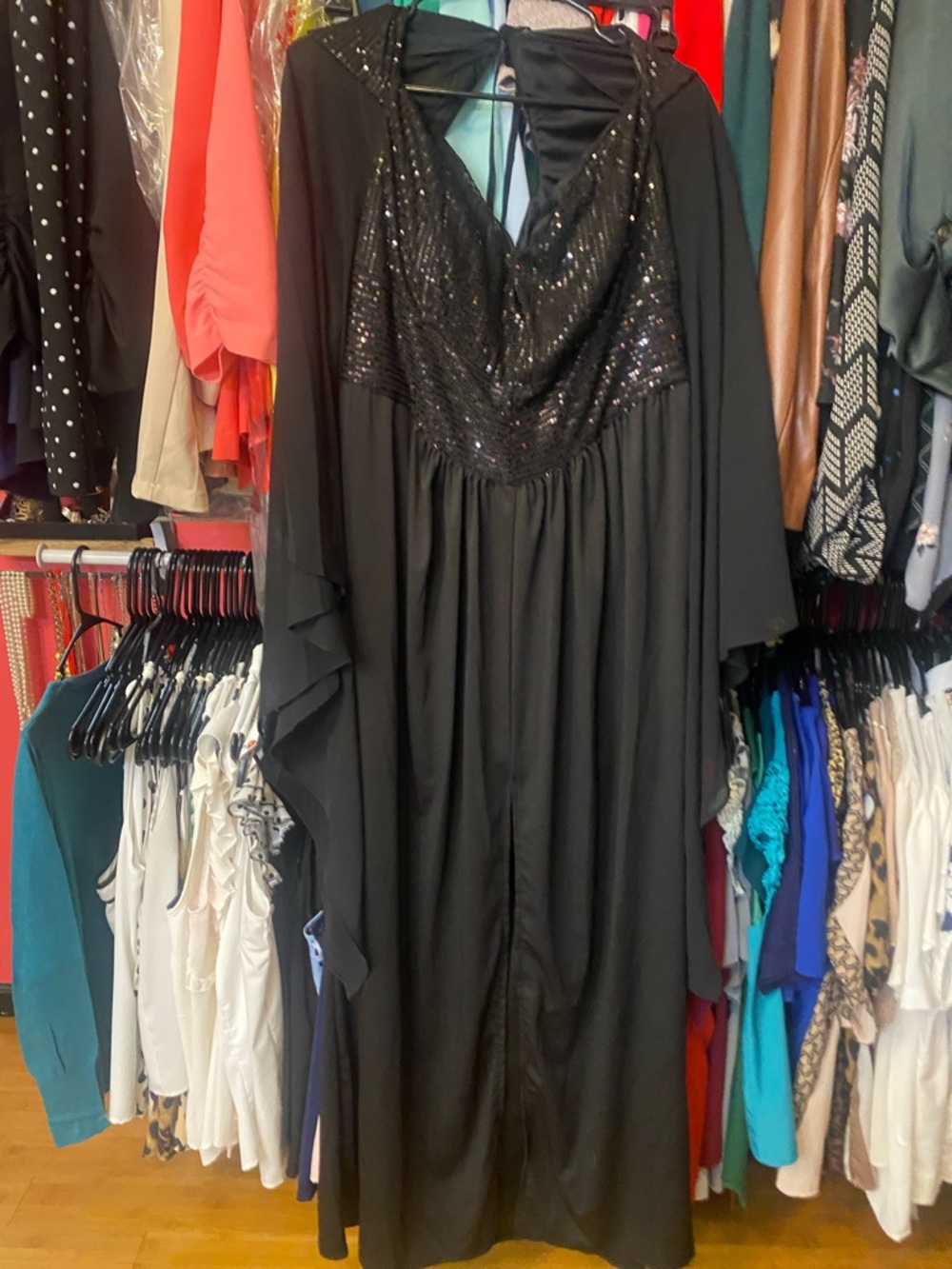 Black Sequin V-Neck Women’s Dress